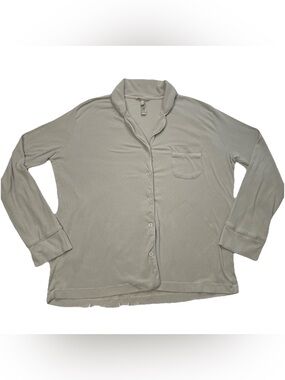 SKIMS Pajamas Rib Modal Poplin Sleep Shirt Womens Size L Large Button Up Top